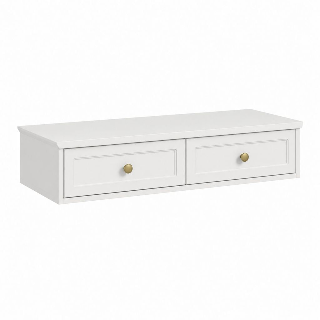 Étagère murale à 2 tiroirs blanche en MDF rectangulaire 100 x 30 x 20 cm