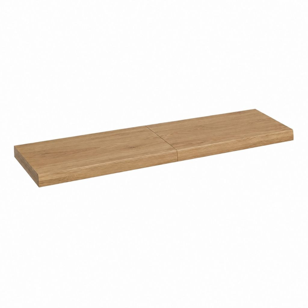Lot de 2 tablettes murales en chêne massif naturel rectangulaires 100 x 20 x 2 cm
