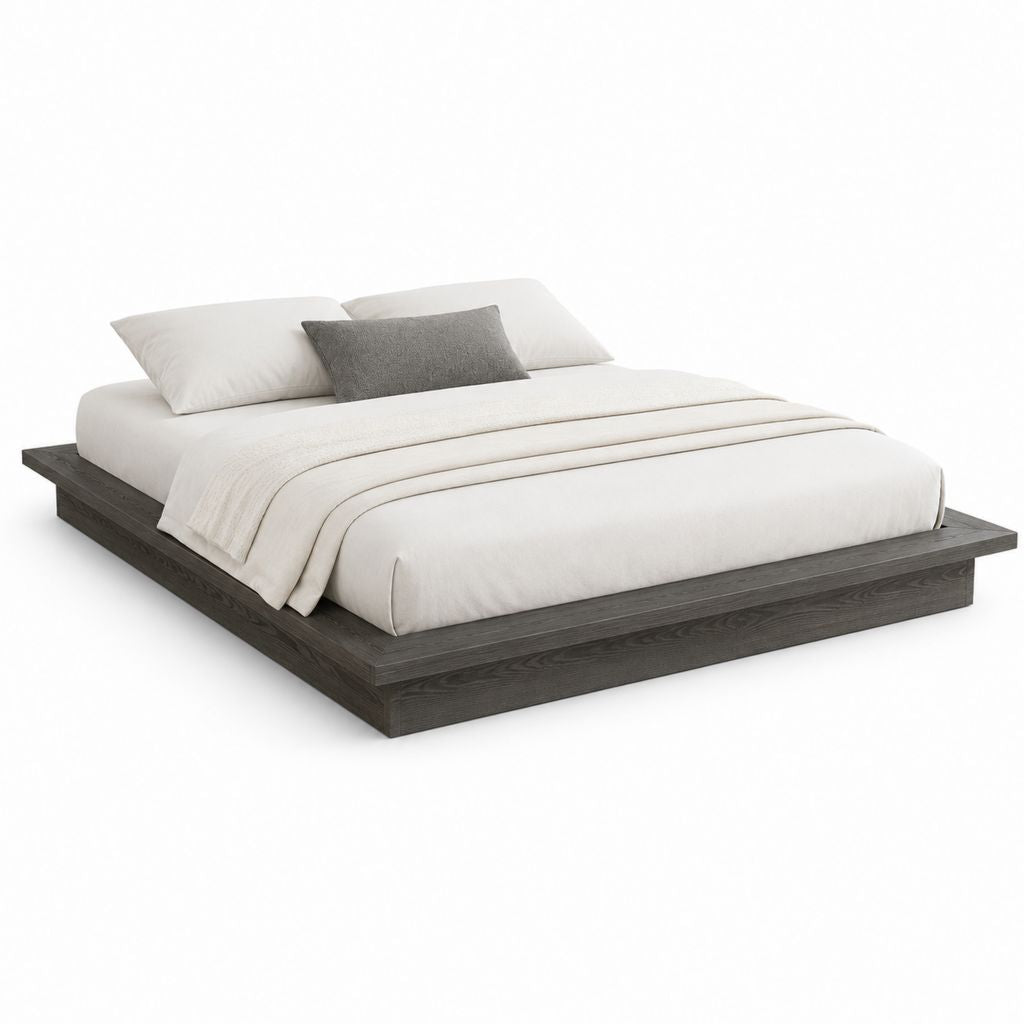 Cadre de lit plateforme 160 x 200 cm gris foncé en panneaux MDF