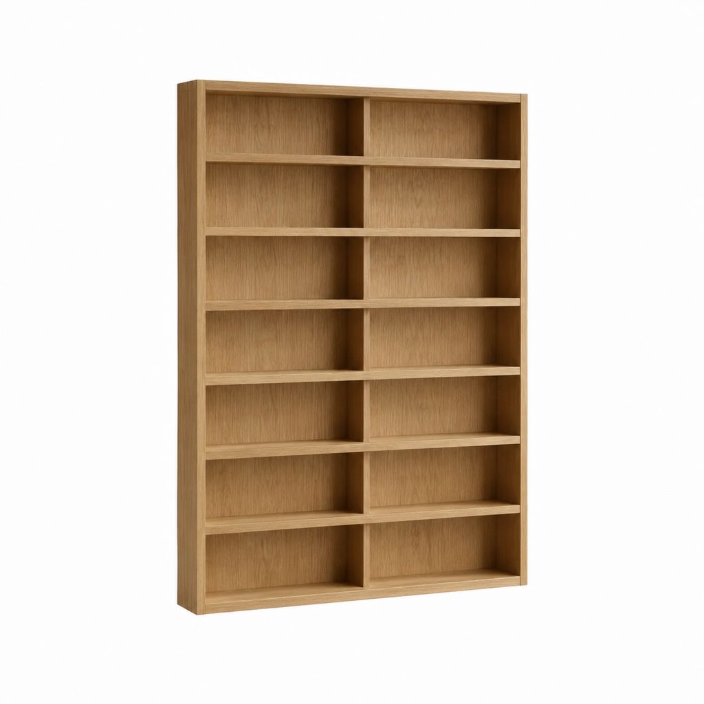 Bibliothèque de salon rectangulaire chêne clair en panneaux MDF mélaminés 180 x 90 x 30 cm