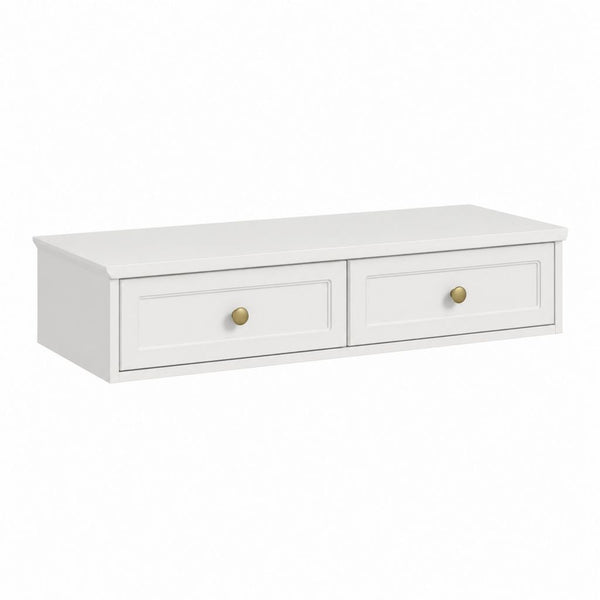 Étagère murale à 2 tiroirs blanche en MDF rectangulaire 100 x 30 x 20 cm