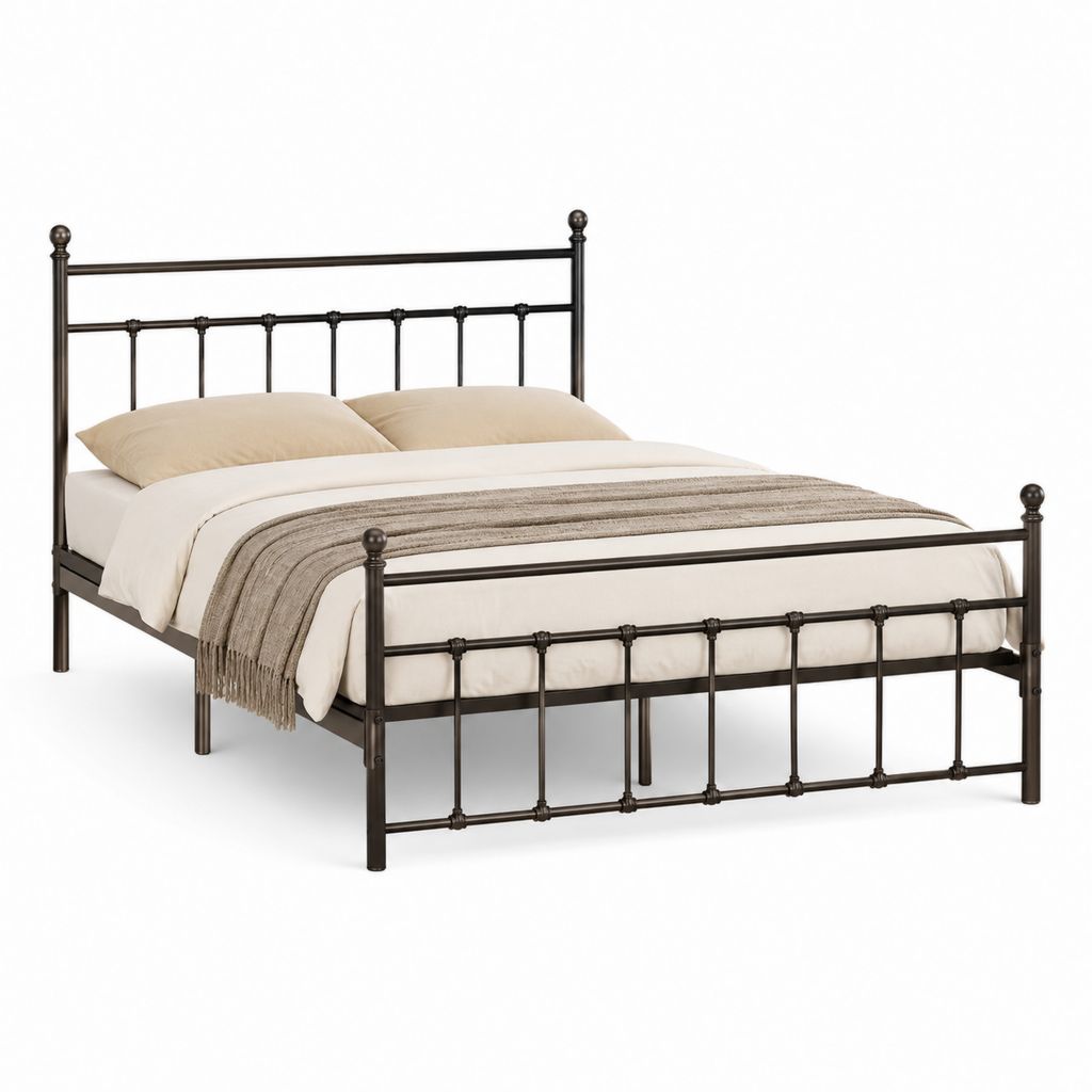 Lit double cadre de lit en acier noir 140 x 190 cm