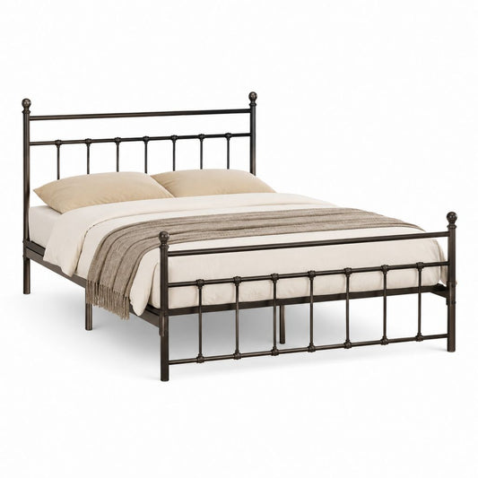 Lit double cadre de lit en acier noir 140 x 190 cm