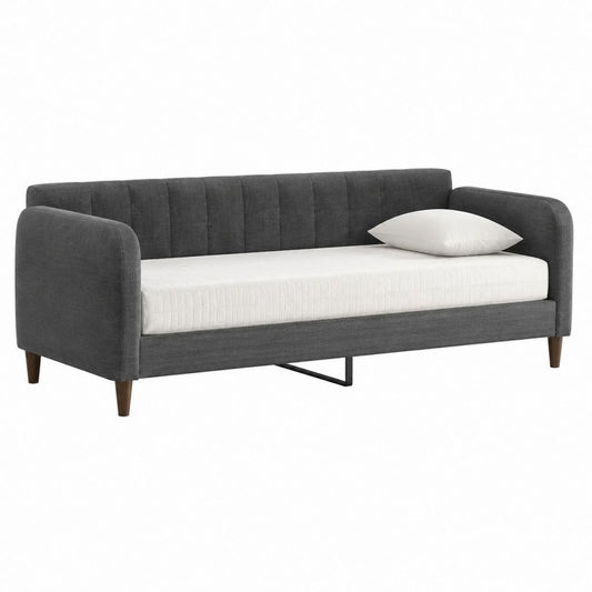 Canapé-lit 1 place gris anthracite en polyester avec couchage 90 x 190 cm